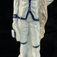 Thumbnail for Antique Porcelain decor Colonial Man Figurine White Blue Glaze 11