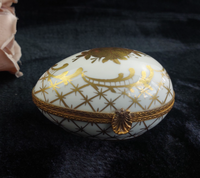 Thumbnail for Porcelaine de France Gold Floral Egg Trinket Box Decor 4