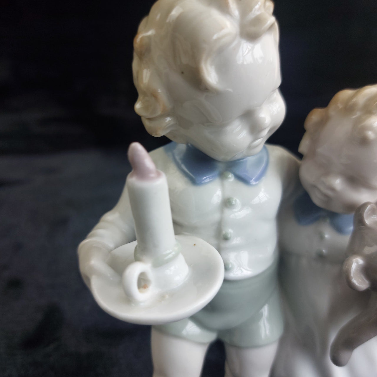 Scheidig Kunst Porcelain Children Candle Bear Figurine Germany 1940s Vintage4
