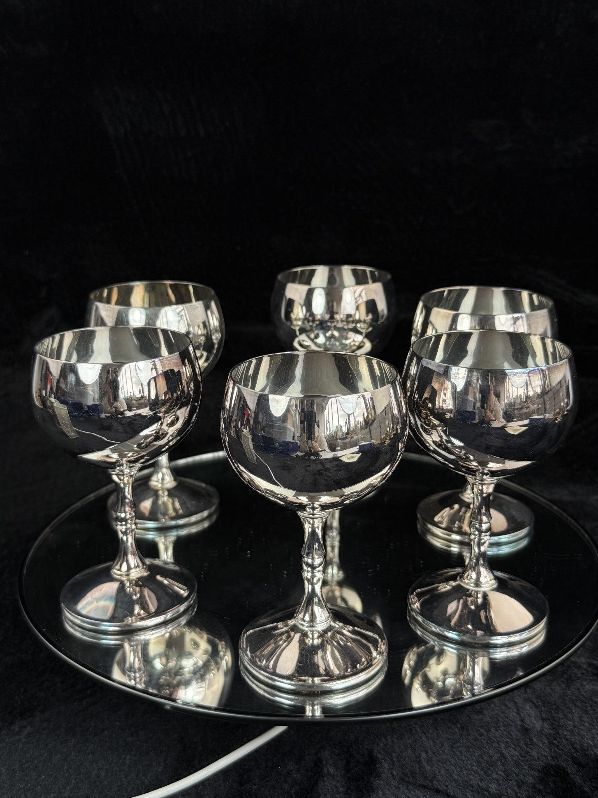 VALERO Plated Silver Goblets Set of 6 - Made in Spain - 12.5cm Tall silver decor6