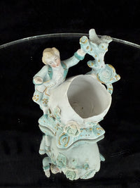 Thumbnail for Antique 19th century German Porcelain Figurine Planter/Vase: Boy with Bird Gilt8