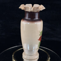 Thumbnail for Antique Milk Porcelain Vase HandPainted Floral Bird Design Ruffle Rim 9.5” Tall8