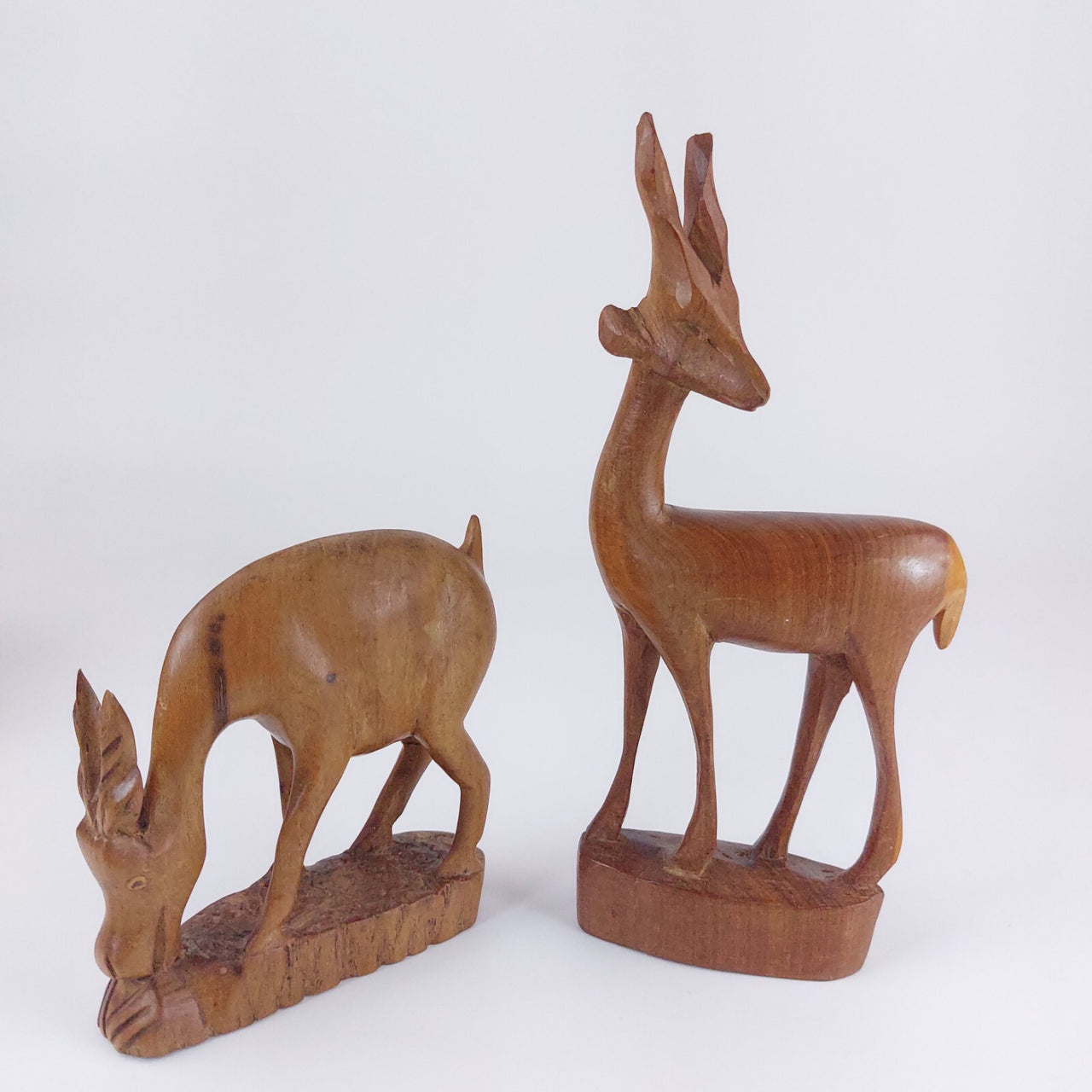 Vintage Hand-Carved Wooden African Antelope & Gazelle Ornaments -Set of 2 Animal10