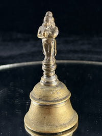 Thumbnail for Antique Indian Puja Brass Bell 3.5â Hindu Temple Ritual Handbell Deity Handle3