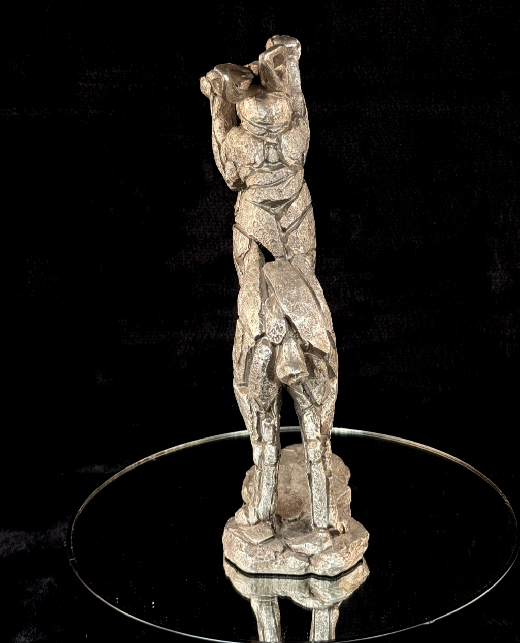 Edge Sculpture Metallic Boxing Hare Statue by Andrew Hull Metal Finish 13" large3