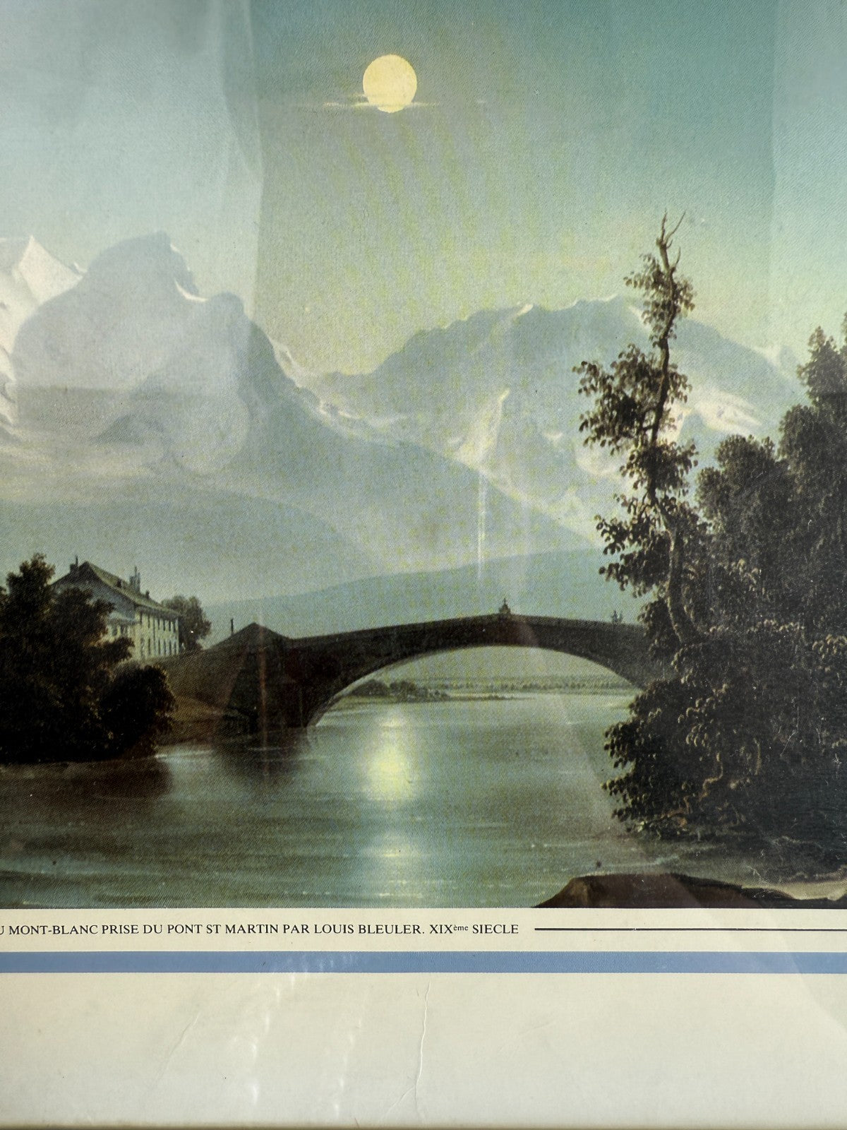 A Pair of Vintage Landscape Prints Coastal & Swiss Alps Marshlands blue green5