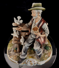 Thumbnail for Capodimonte M. Lory Figurine Man With Doves – Signed – 13