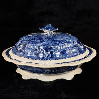 Adams Cattle Scenery Blue Transferware Tureen with Lid 11