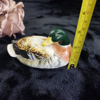 Thumbnail for Foreign Duck Mallard Figurine Porcelain Hand Painted Vintage Collectible 5