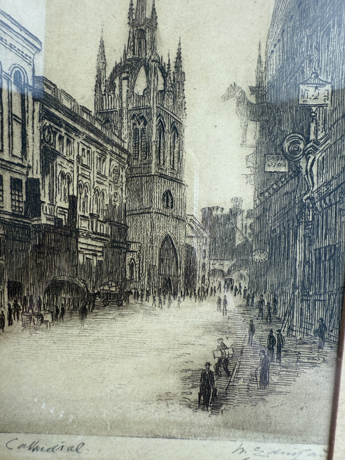 Antique Authentic Signed Etchings - A British Cathedral and St. Andrew's Church7