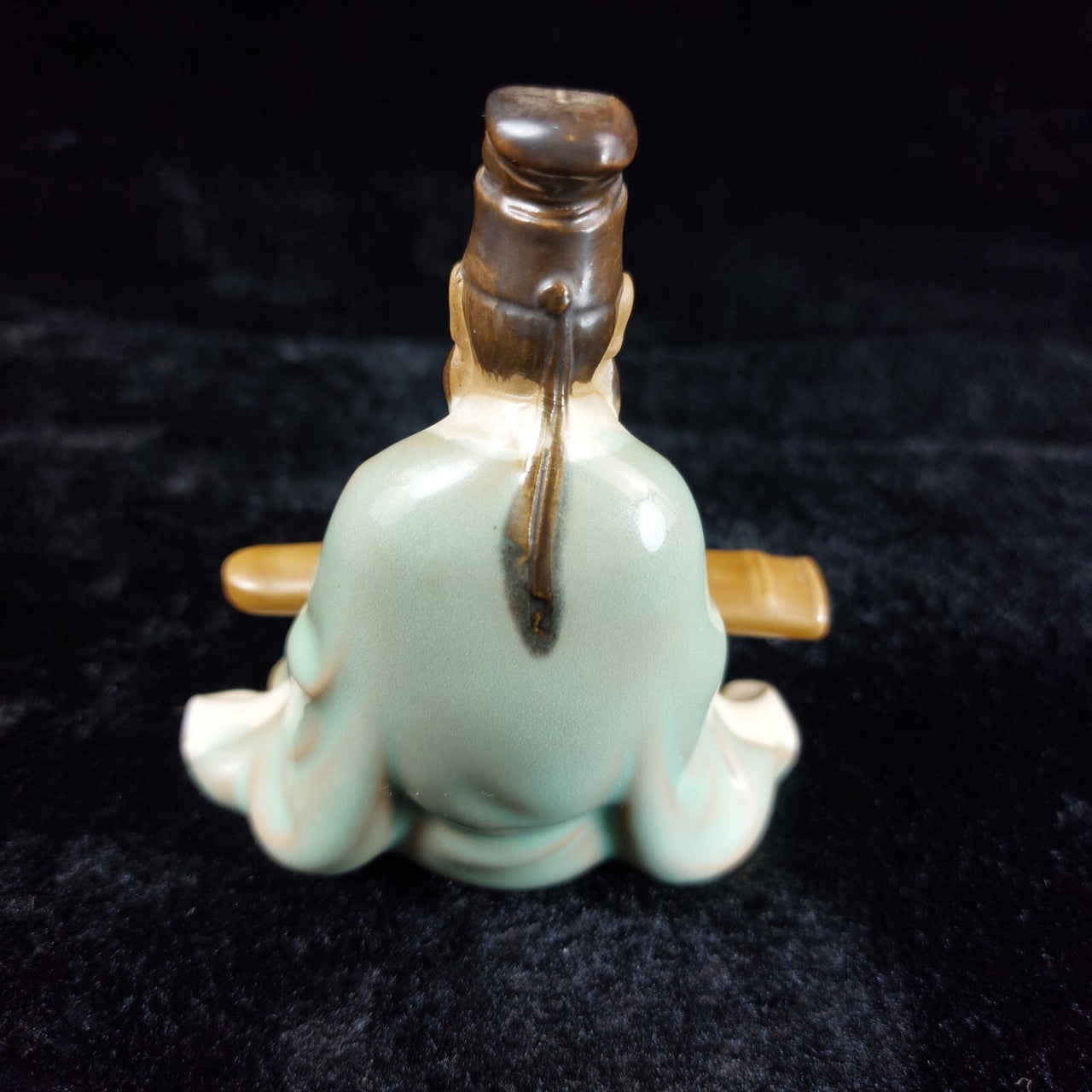 Chinese Clay Scholar Playing Guzheng Decoration   Figurine  - Feng Shui decor4