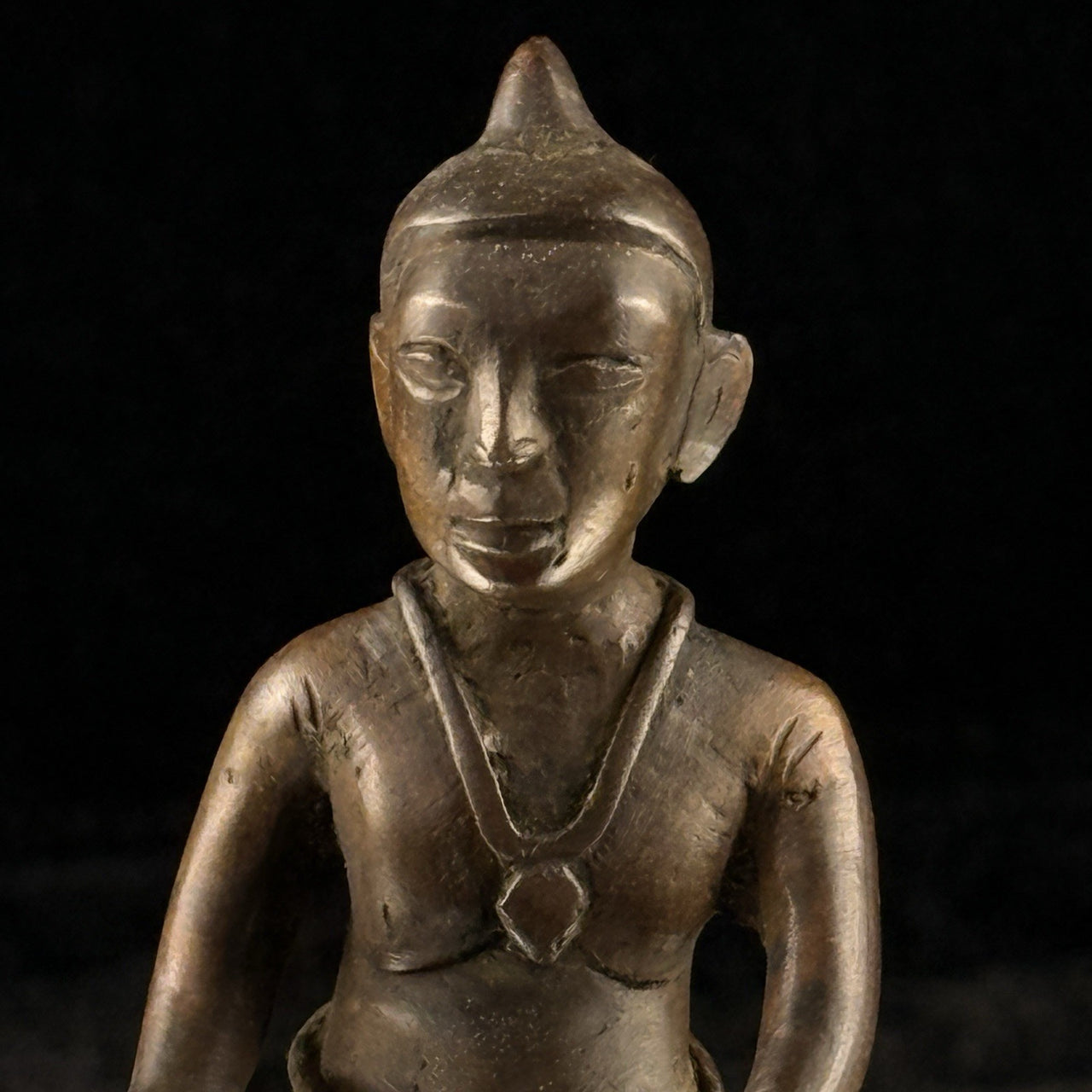 Antique Bronze Tribal Figure African Style Metal Sculpture – Worn Hand. 4” Tall 2