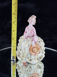 Thumbnail for Figurine Porcelain 'Lady with Hat', Hand-Painted, Stamped Italy, display decor7