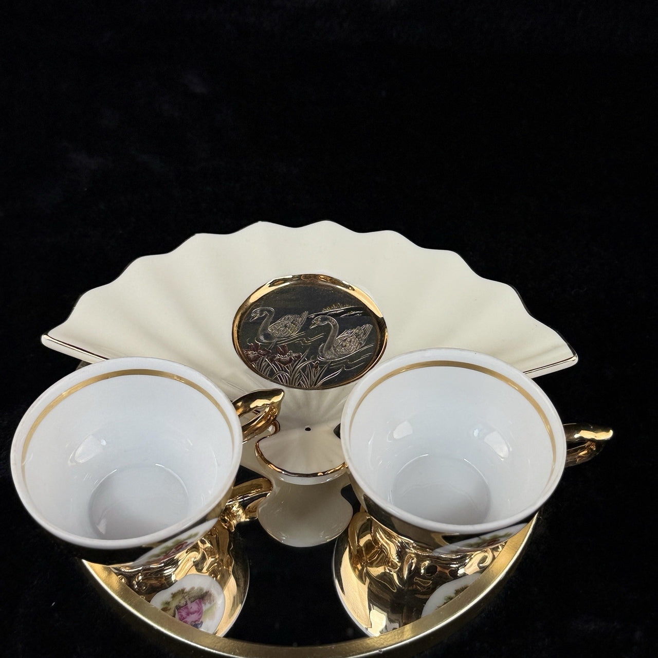Bondware Coffee Cups & FanShaped Tray | 24K Gold Chokin Art Japan7