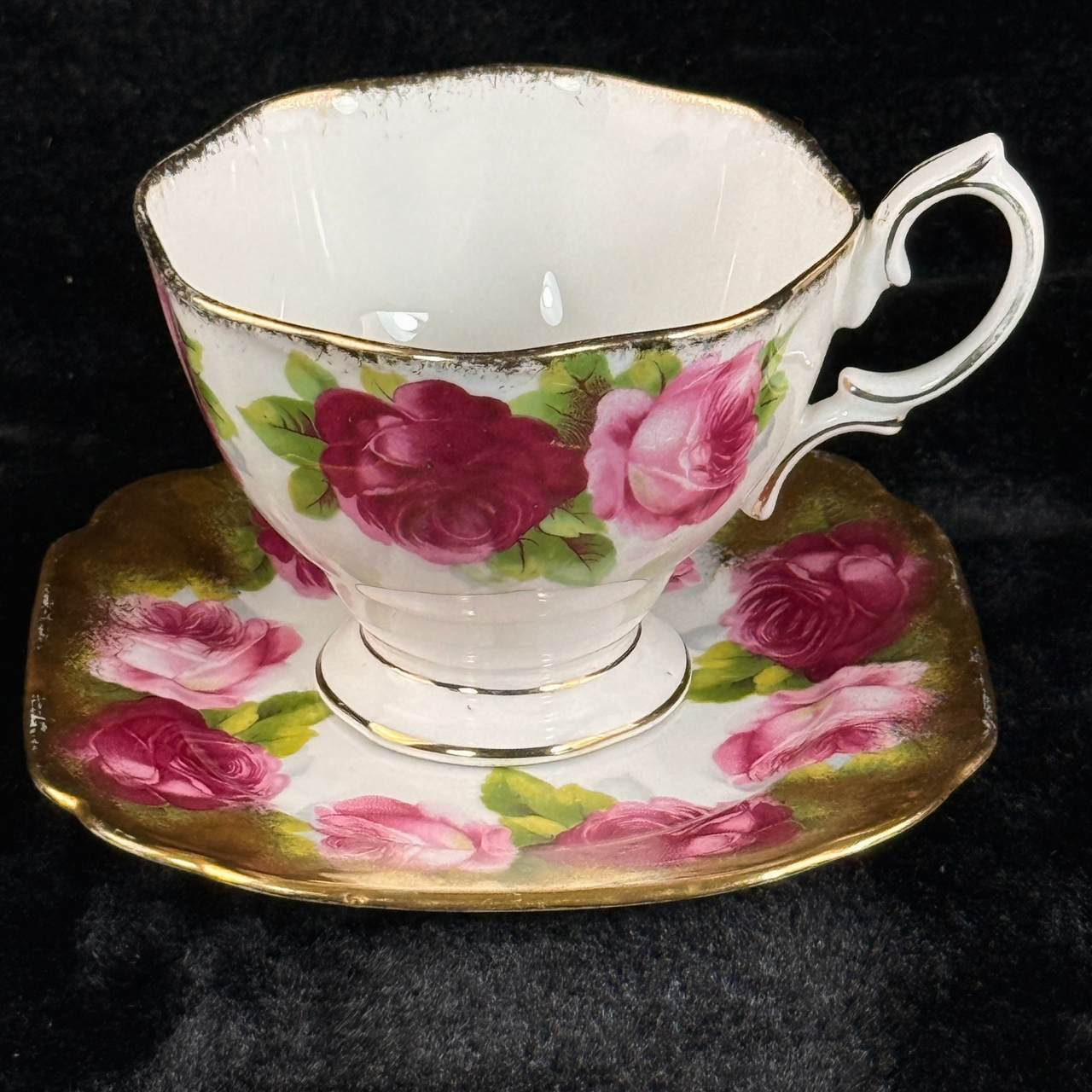 Royal Albert Old English Pink Rose Tea Set of 2 & 2 side plates Rose Gold 6 pc.4