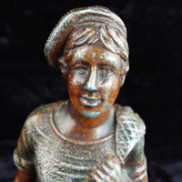 Thumbnail for Vintage Pecheuse Pecheur Fisherman & woman Statues Pair Patina Bronze Look3
