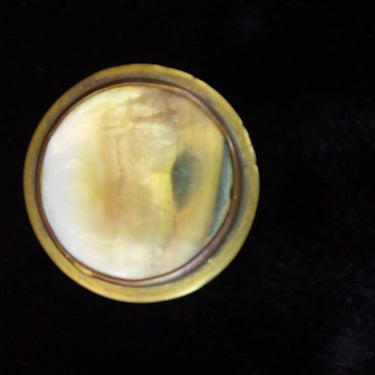 Vintage Brass & Agate Pill Box/Trinket Hand-Engraved - Aged Patina Set Type deco1