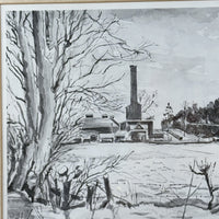 Thumbnail for 1947 Watercolour Brickworks by E. McCloud Framed Industrial Landscape Painting2