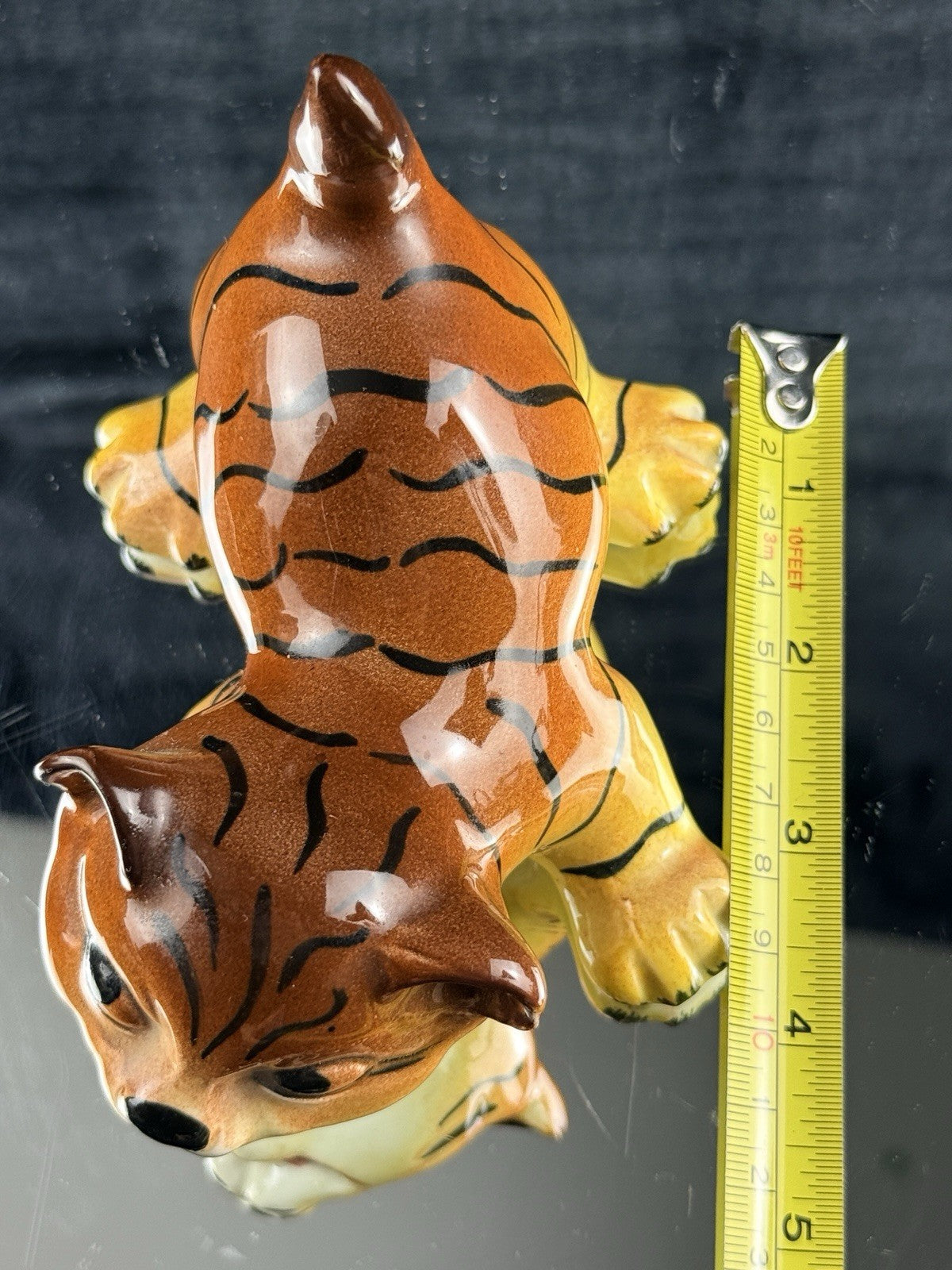 Melba Ware Ceramic Tiger Cub Figurine England 1950s Hand Painted Bookshelf Decor3