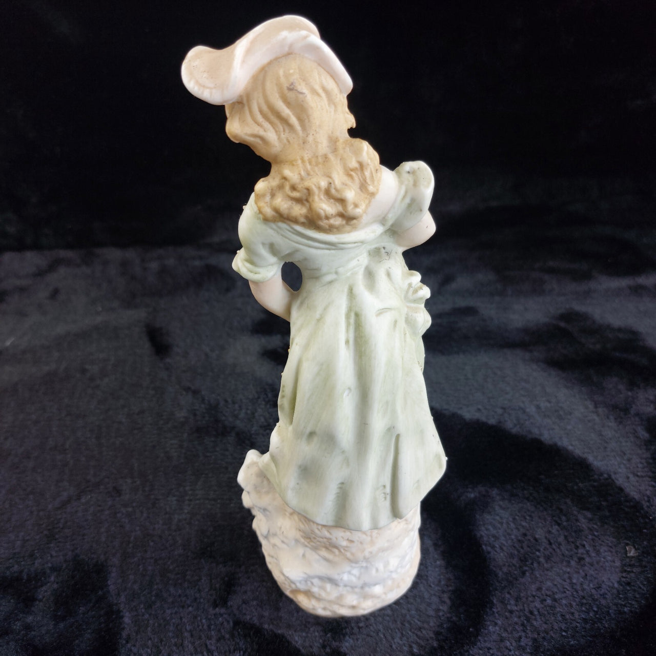 German 9in Bisque Figurine Girl Watering Can Antique Hand Painted Gilt Accents3