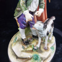 Thumbnail for Volkstedt Figurine Porcelain Woman Child Dog Crown N Mark 30cm/12in German 1489g14