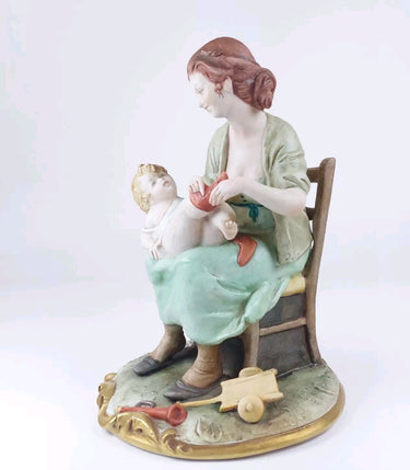 RARE 1950s Capodimonte  Bruno Merli Signed Porcelain Mother & Child Figurine1