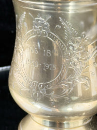 Thumbnail for Evans Brass Commemorative Mug 1950–1975 – 5” Engraved Floral Cup Trophy J&E2