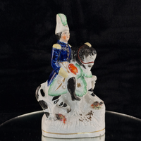 Thumbnail for 1800s antique Staffordshire Soldier on Horse Pottery Figurine Hand Painted 8