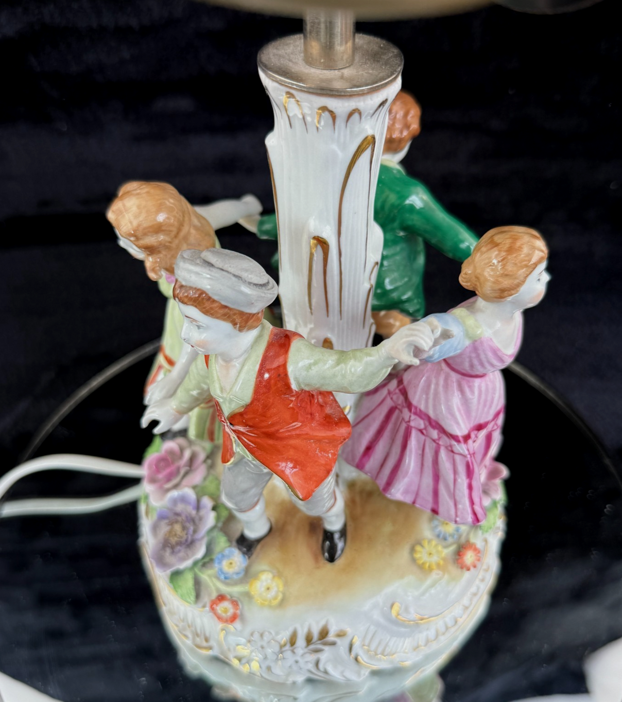 Antique HandPainted Royal KPM Bavaria Porcelain Table Lamp with Floral Motif22