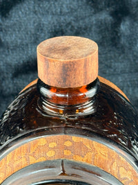 Thumbnail for Vintage Amber Glass Barrel Decanter Set w/ Tap, 3 Glasses, Tray, Wood Stand 1.6k12