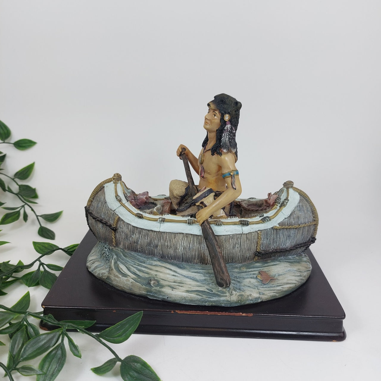 Academy Native American Canoe Sculpture Figurine Collectible 6.5" United States18