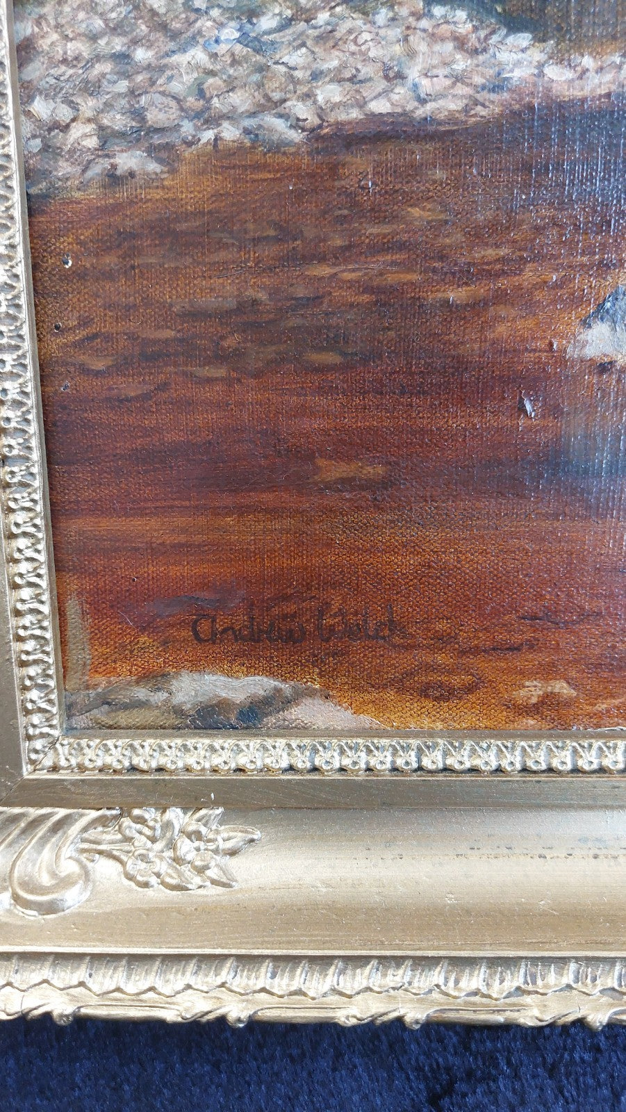 Andrew Welch oil RCA painting gold Framed Welsh Landscape 29"x25" Oil on Canvas3