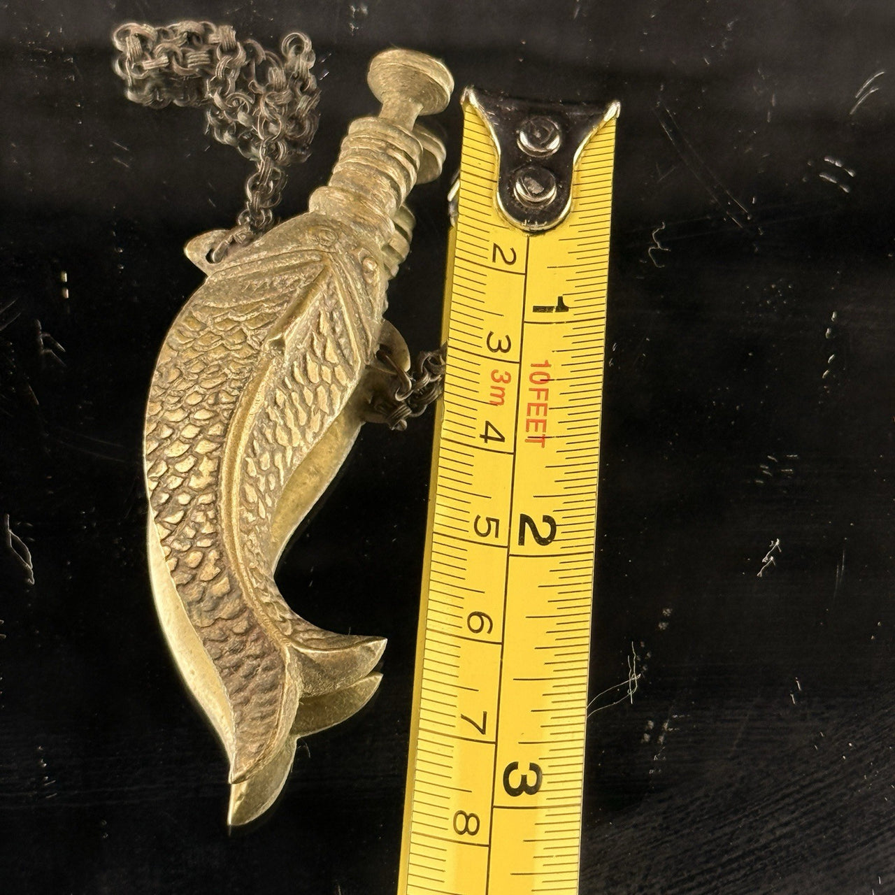 Antique Brass Fish Snuff Box Perfume Bottle with Chain Handcrafted China   9