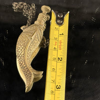 Thumbnail for Antique Brass Fish Snuff Box Perfume Bottle with Chain Handcrafted China   9