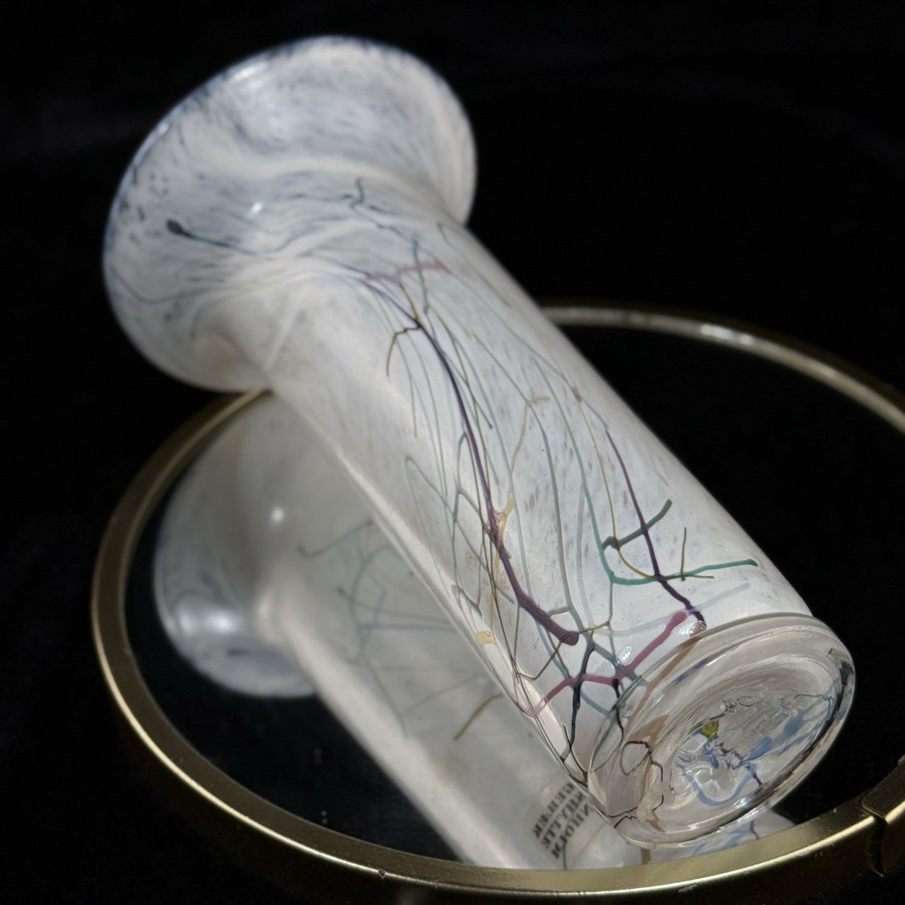Snogebæk Bornholm Glashtte Art Glass Vase Denmark White Swirl 6.5” Signed Brand8