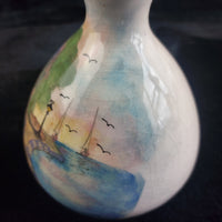 Thumbnail for Ceramika Hand Painted Vase Scenic Coastal Art Glazed Good Condition 5.5