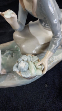 Thumbnail for Lladro Girl Feeding Geese Porcelain Figurine 1278g Glazed Ducks bookcase decor10