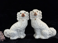 Thumbnail for Antique Porcelain Staffordshire King Charles Spaniel Figurine Pair Victorian dec19