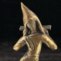 Thumbnail for Antique Thai Bronze Dancer Statue Brass Asian Gilt Flute Player Tibetian 4.5” 9