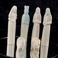 Thumbnail for Modern Minimalist Stone Nativity Set of 6 HandCarved Figures Heavy no jesus bb3
