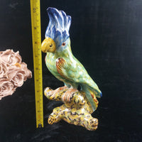 Thumbnail for Antique c1890 France Desvres Fourmaintraux Parrot Faience porcelain Cockatoo 10