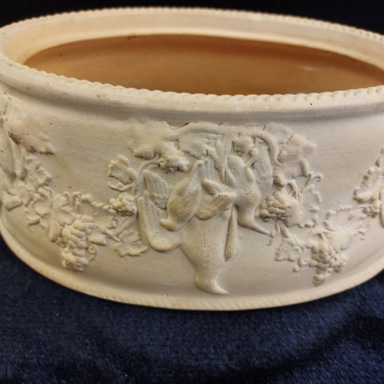 Antique 1800s Wedgwood Yellow Jasperware Game Dish - Little crack & chips China.11