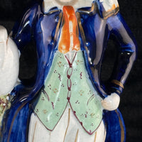 Thumbnail for 19th Century antique Staffordshire Pottery Large Figure Couple Flatback repaired7