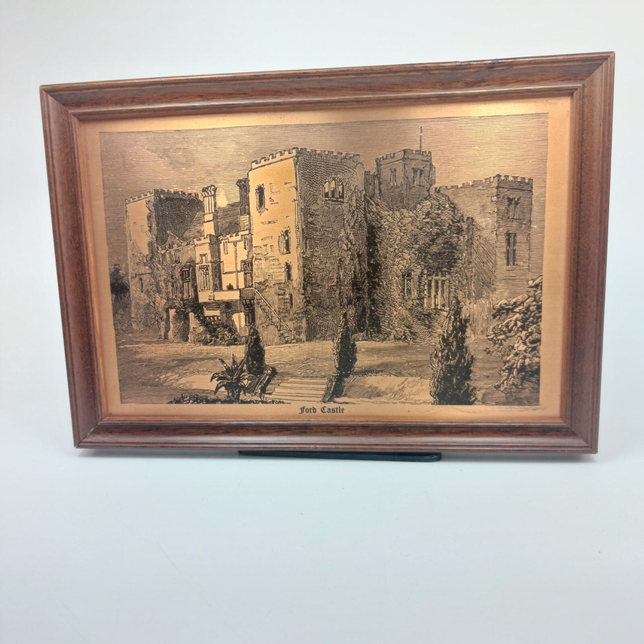 Ford Vintage Castle - Copper Etching Framed- Historical Landscape 24x17.5 cm0