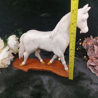 Thumbnail for Hand Carved Wooden Horse Figurine â Nose Damage- Rustic Decor Sculpture Orname2