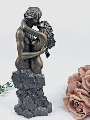 Vintage Romantic Couple Sculpture – Cast Resin with Bronze Finish –  11