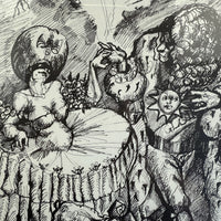 Thumbnail for Original Signed & Dated Pen & Ink Drawing Framed Lions & Goats Folk Art Picture7