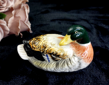 Foreign Mallard Duck Figurine Porcelain  Hand Painted Vintage Collectible 5