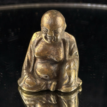 Antique Brass Buddha Figurine Miniature Monk Statue 2” Aged Patina Meditation1