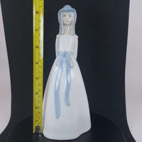 Thumbnail for Porcelanas M. Requena Collectable Blue white porcelain Lady Figurine Spain Decor1
